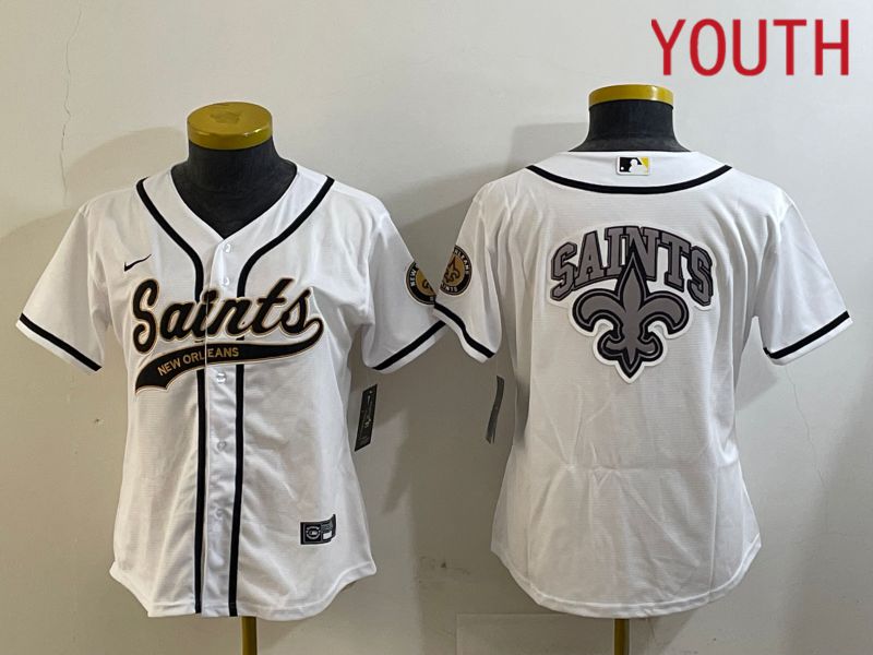 Youth New Orleans Saints Blank White Joint Name 2024 Nike Limited NFL Jersey style 5->youth nfl jersey->Youth Jersey